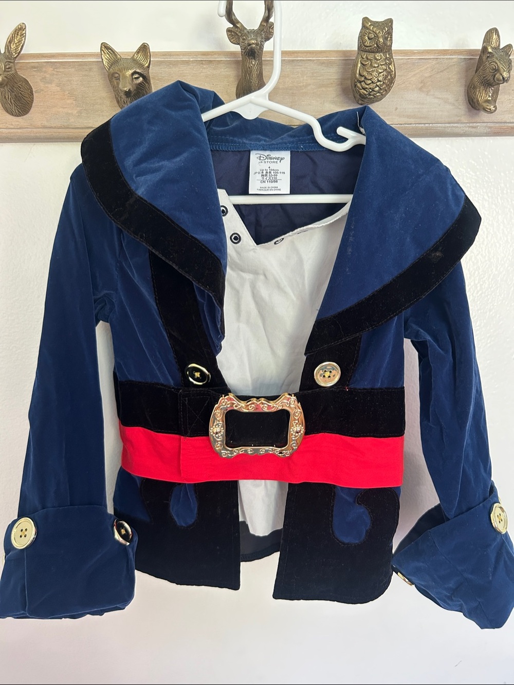 Disney Blue Velvet Pirate-Style Jacket with Red Sash